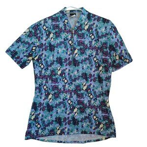 Louis Garneau Womens Cycling Shirt Purple Floral Short Sleeve Jersey Size Medium